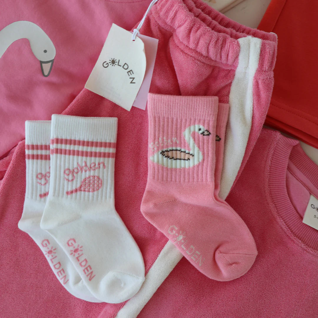 Golden Children Swan Socks Bubblegum