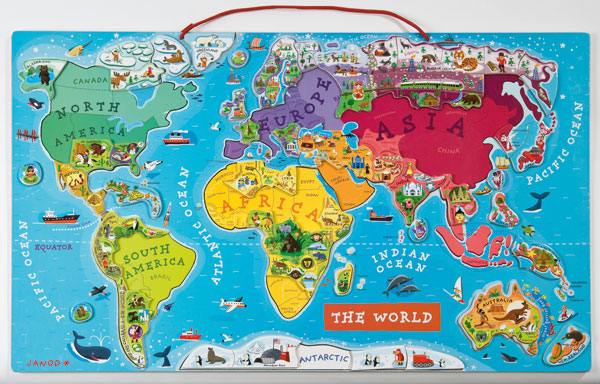 Janod - Magnetic World Map Puzzle