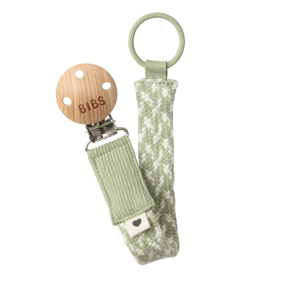 BIBS Pacifier Clip - Sage/Ivory
