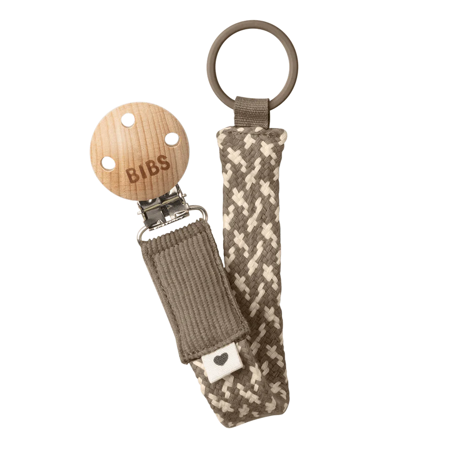 BIBS Pacifier Clip - Dark Oak/Vanilla