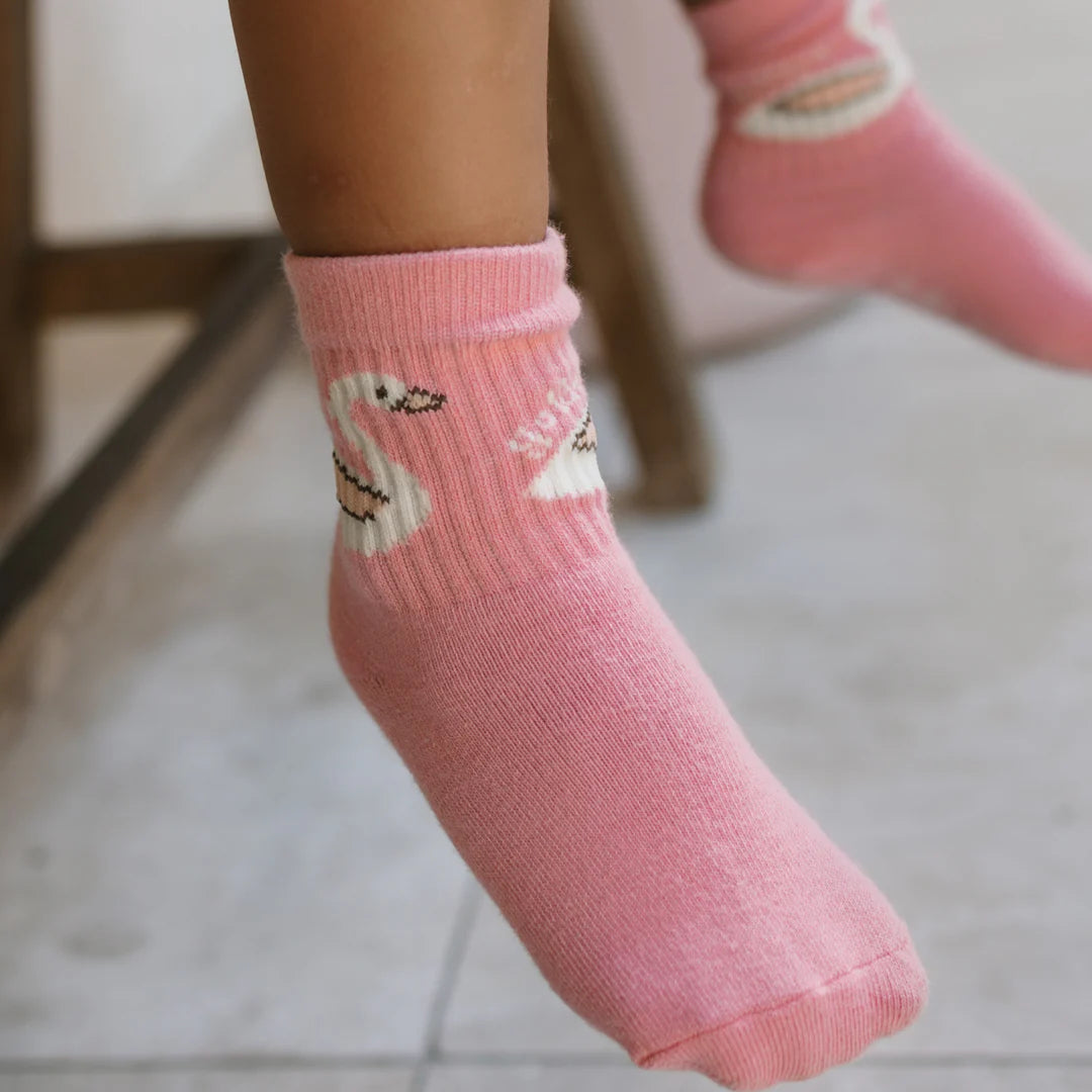 Golden Children Swan Socks Bubblegum