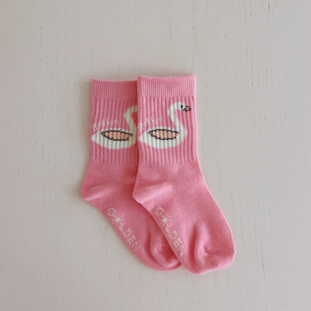 Golden Children Swan Socks Bubblegum