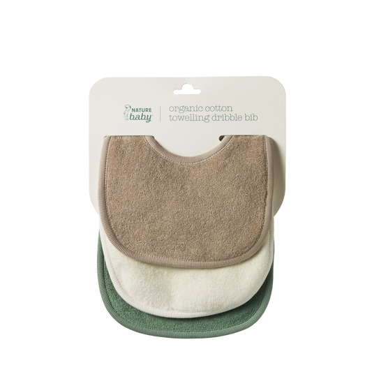 Nature Baby Dribble Bibs 3 Pack NATURAL/NOUGAT/LILY PAD