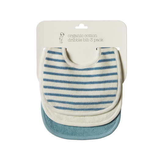 Nature Baby Dribble Bibs 3 Pack Powder Blue/Natural