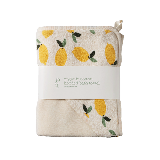 Nature Baby Hooded Towel - Lemon Terry Print