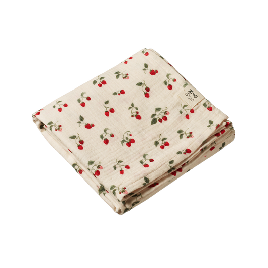 Nature Baby Muslin Wrap Strawberry Blush Print