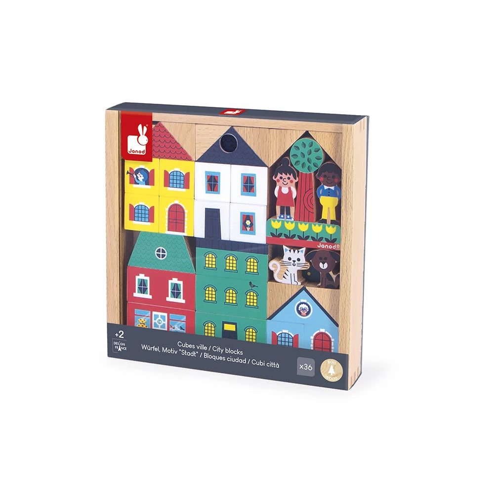 Janod Set Wooden Blocks City - Cross Roads