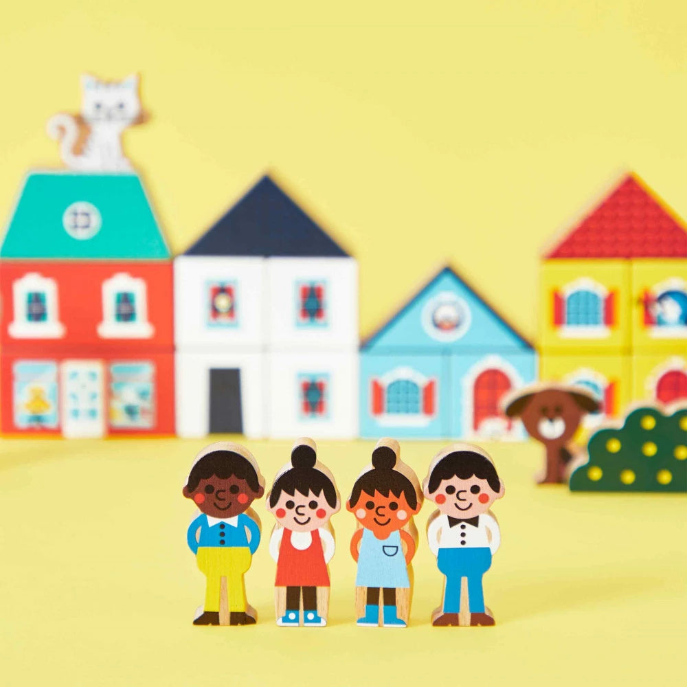 Janod Set Wooden Blocks City - Cross Roads